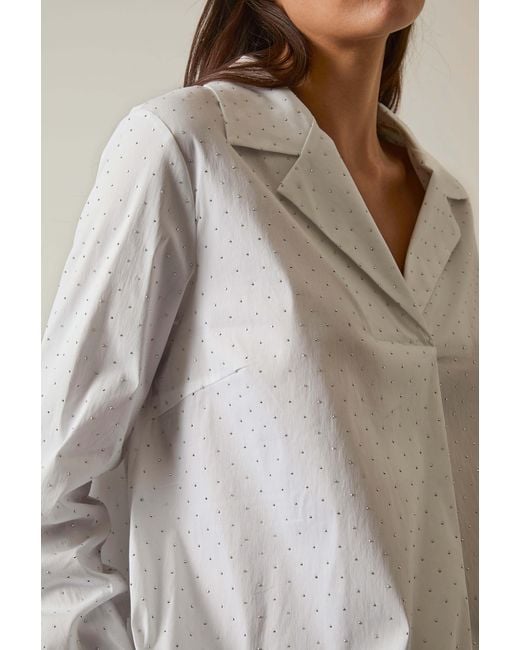 James Lakeland White Embellished Cotton Shirt