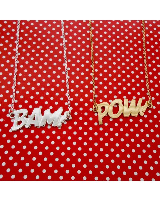 Edge Only Metallic Pow! Letters Necklace Sterling