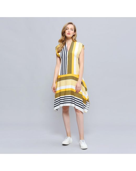 Smart and Joy Metallic Stripe Print Game Dress
