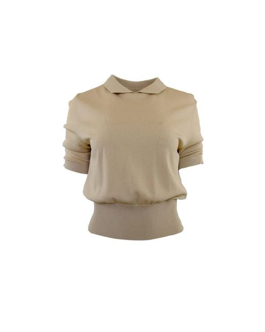 Theo the Label Natural Neutrals Kallisto Cropped Sheer Slv Pullover