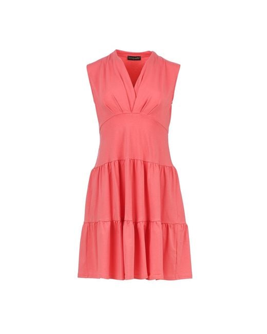 Conquista Pink Sleeveless Coral Cotton Jersey Dress