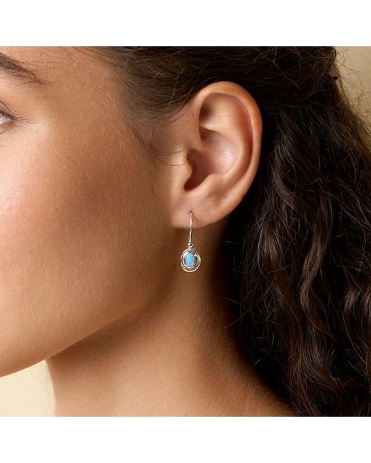 Isla Silver Blue Handmade Dainty Opal Hook Earrings