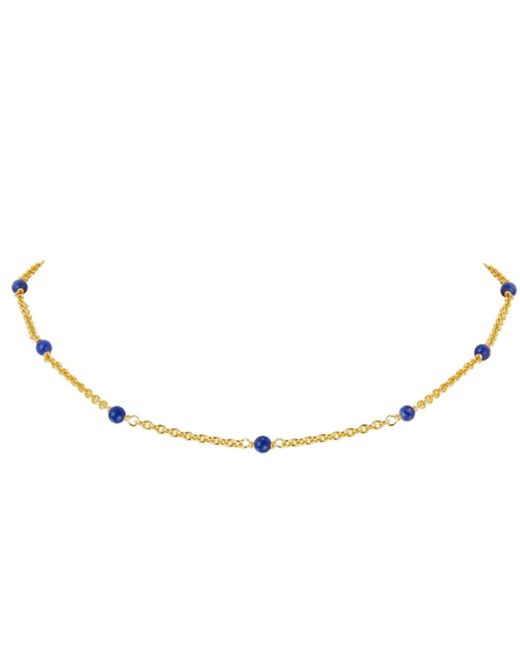 Janus Edinburgh Metallic Ba Lapis Beaded Vermeil Short Chain Necklace