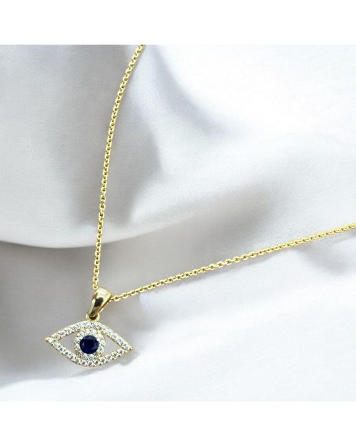 Latelita London Metallic Evil Eye Elliptical Necklace Blue Gold