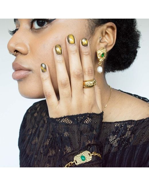 Superdivajewellery Metallic Stephanie Pearl Drop Earrings