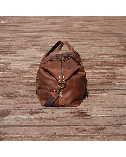 Touri Brown Zip Detail Genuine Leather Holdall Weekender for men