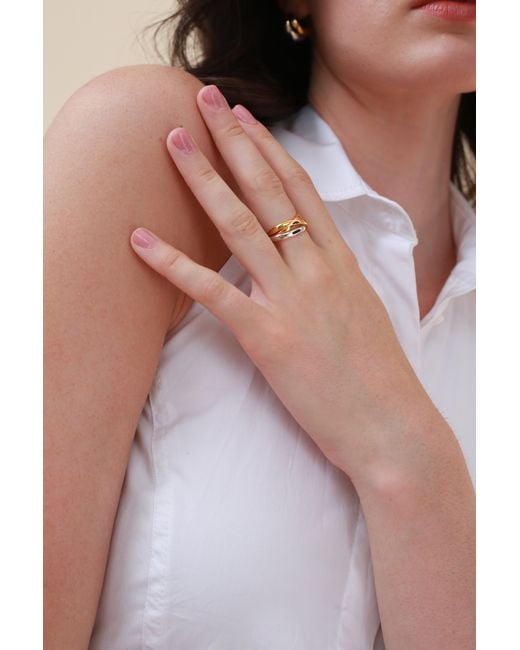 Zynnia Collective Metallic Two Tone Interlink Ring