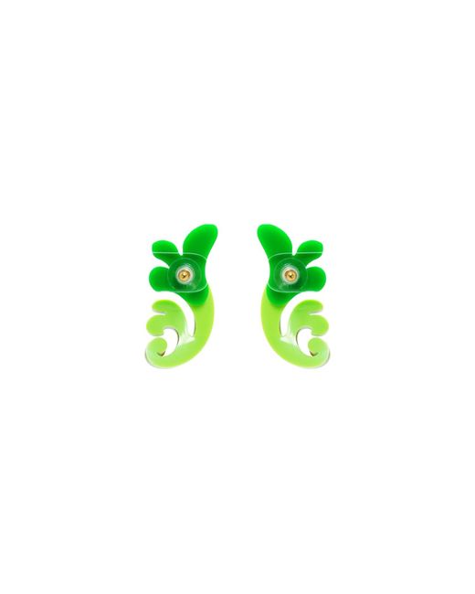 Gissa Bicalho Green Acrylic Handmade Earring Rosebush Clay