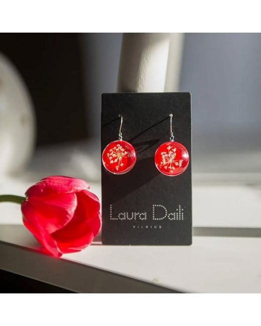 Laura Daili Red Queen Anne's Lace – Glass Earrings