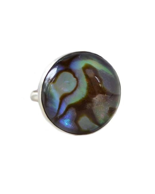 Glamrocks Jewelry Green Crystal Abalone Shell Sterling Ring