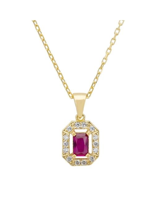 Latelita London Metallic Whistledown Gemstone Pendant Necklace Ruby