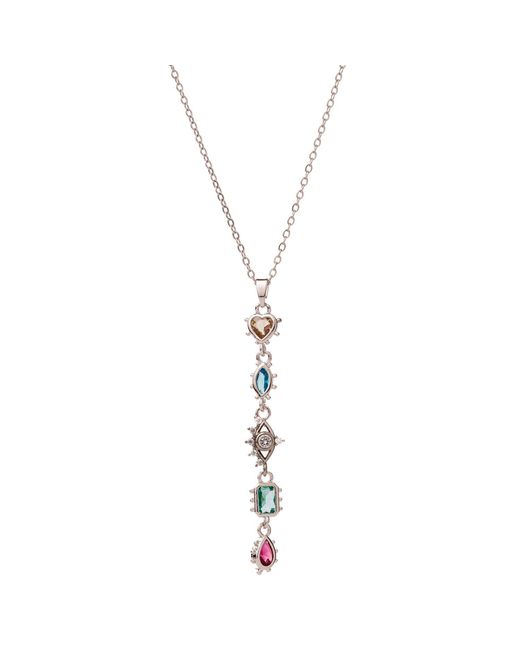 Ebru Jewelry Metallic Mystic Guardian Heart & Evil Eye Y-Drop Necklace