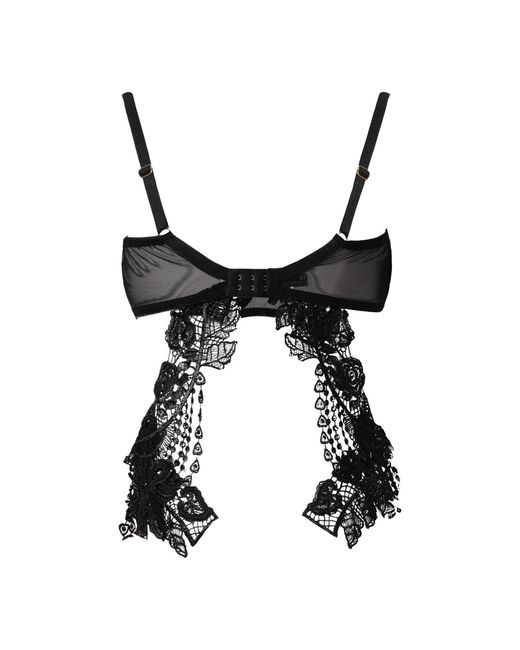 Belle -et-BonBon Black Bisoux Venetian Lace Long Line Bra Body Add Bra Size