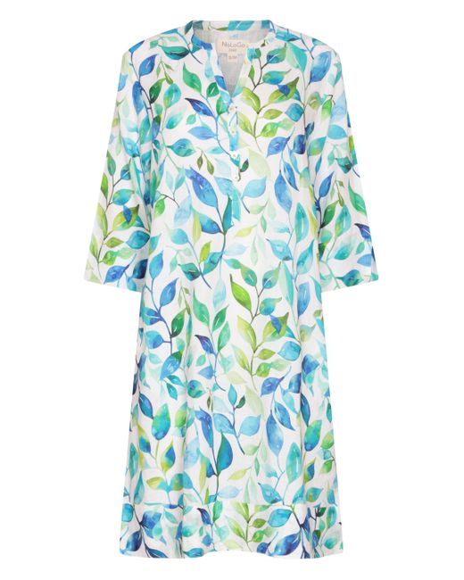 NoLoGo-chic Blue Sea Crest Print Tunic Classic Dress Linen