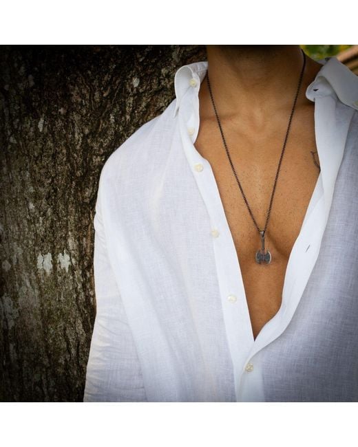 Ebru Jewelry Metallic Viking Axe Sterling Necklace for men
