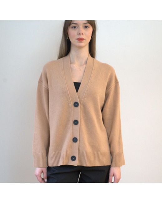 Nuvv Collection Natural Button Front Long Sleeve Fine Wool Cardigan Italianwool Yarn