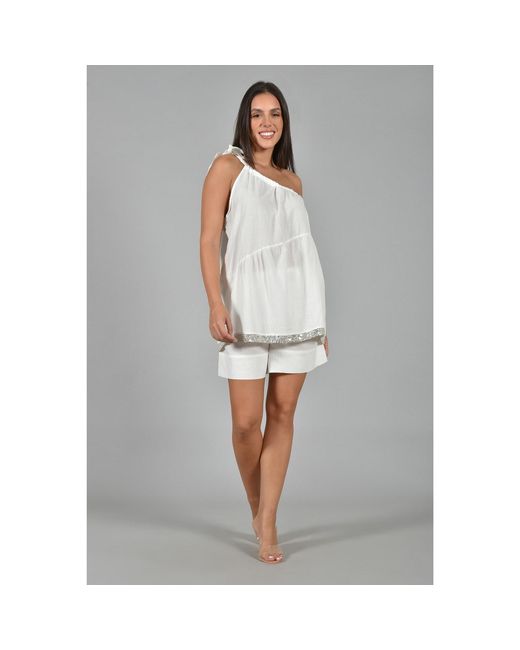 ELOI White Howe One Shoulder Flow Top