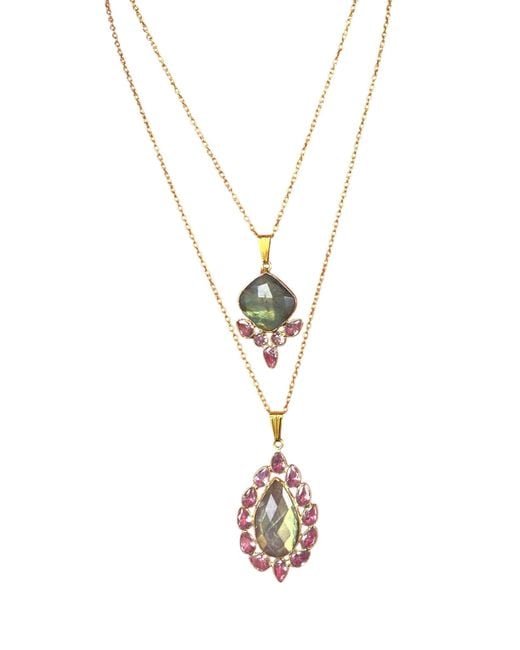 Magpie Rose Metallic Theia Labradorite Pendant