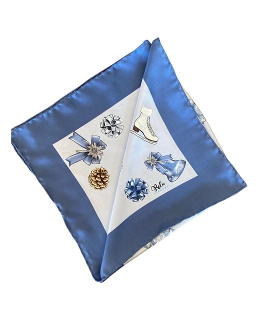 Ralufineart Blue Frozen Elegance Pocket Square
