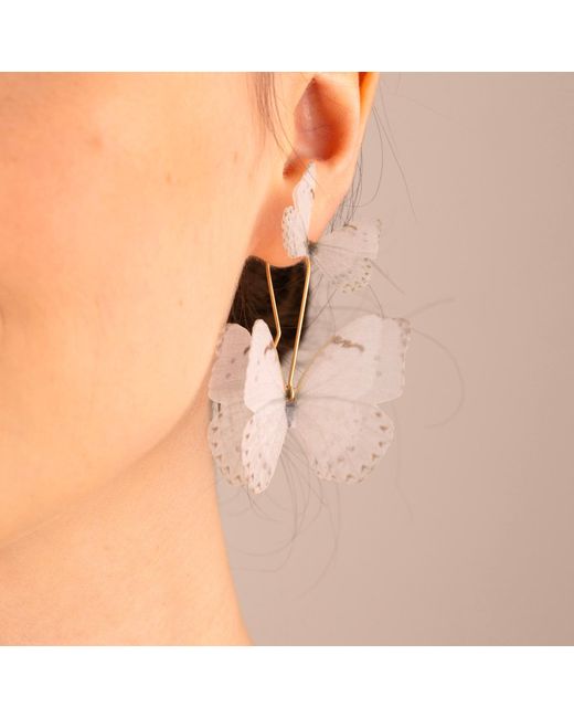 Oana Savu White Silk Butterfly Earrings Ethereal Bridal Wedding Day Butterfly Jewelry Accessories