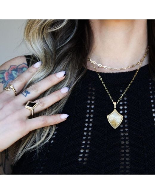 Anjalé Fine Jewelry Metallic Radiant Shield Necklace
