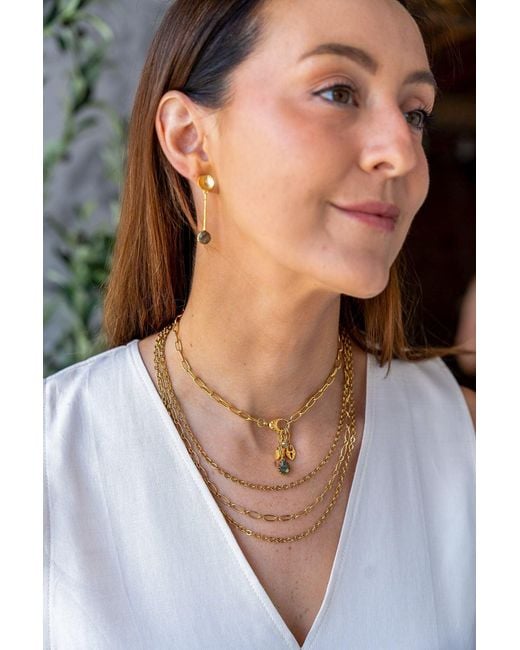 Loni Paul Jewelry Green Labradorite Bar Earrings