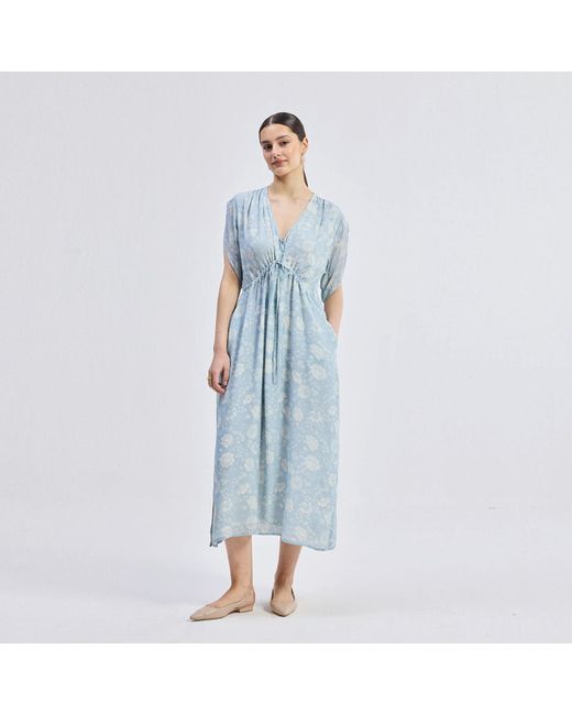 REISTOR Blue Maxi Gathered Dress