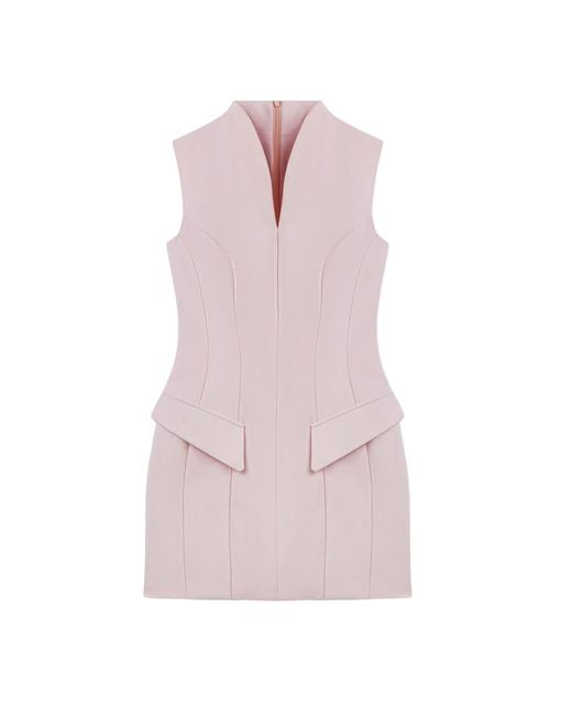 Nocturne Pink Mandarin Collar Mini Dress