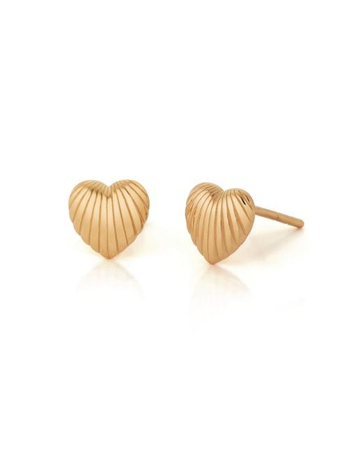 Nellou Jewellery Metallic Heart Beam Stud Earrings Plated Sterling