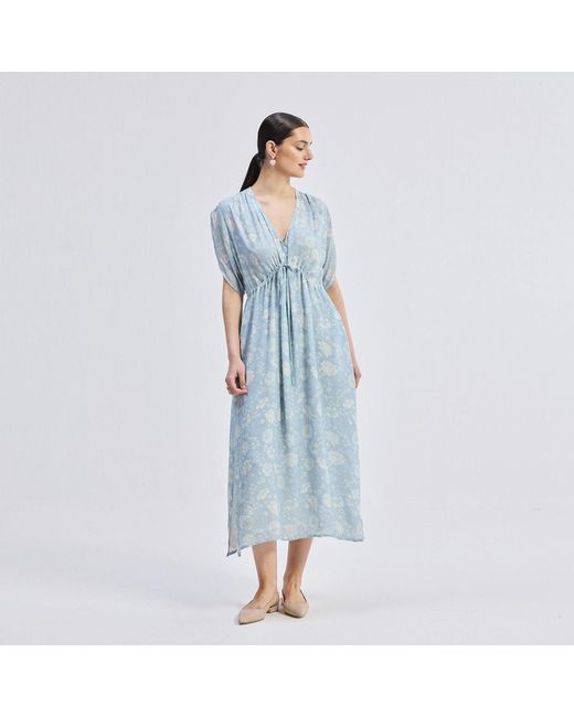 REISTOR Blue Maxi Gathered Dress