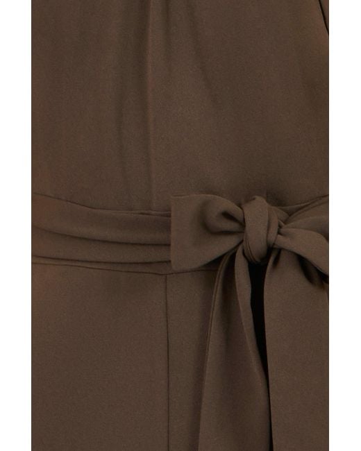 Yumi' Brown Cross Over Halter Neck Jumpsuit