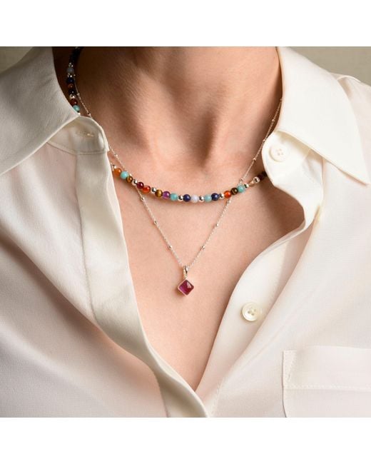Nellou Jewellery Metallic Multi Gemstone Necklace Sterling