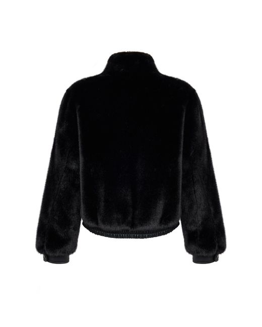 ISSY LONDON Black Jolie Bomber Jacket Vegan Luxe Pile Faux Fur