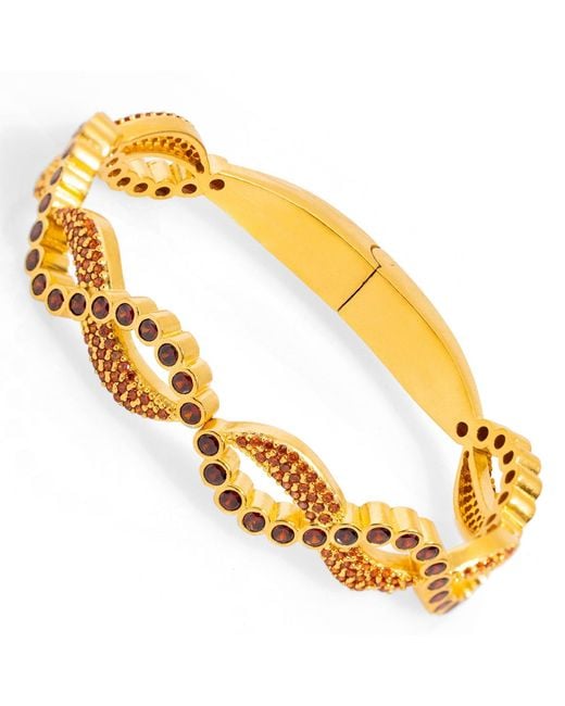 Ebru Jewelry Metallic Modern Style Carnelian Gemstone & Bangle Bracelet