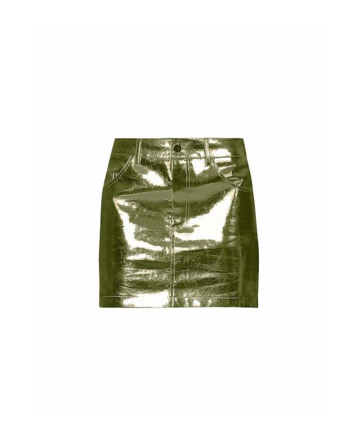Amy Lynn Green Milena Khaki Metallic Mini Skirt