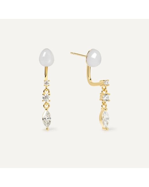 Freqnc Atelier Metallic Serpent Earrings Rose Quartz Ear Jackets