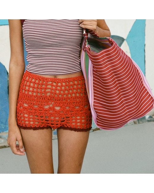 Gunes Swim Red Ink Miniq Crochet Shorts