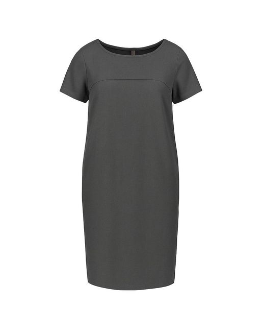 Conquista Gray Anthrcite Sack Style Punto Di Roma Short Sleeve Dress