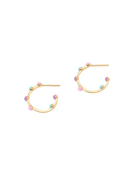 Dolcetto Designs Pink Bolla Hoop Earrings Vermeil And Enamel
