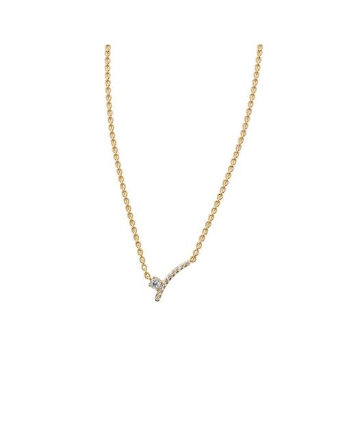 Aya Fine Jewelry Metallic Round Cut Minimalist Curved Lab Diamond Necklace