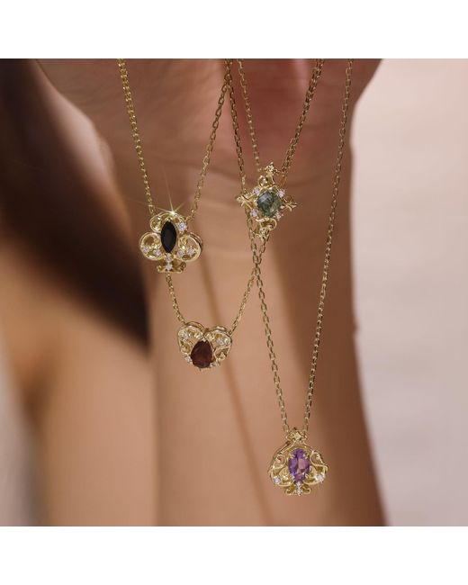 Azura Jewelry New York Metallic Leafy Spade Amethyst Necklace Vermeil