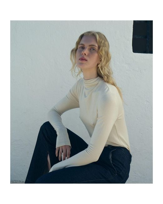 NAZLI CEREN White Neutrals Jenn Rollneck Sweater