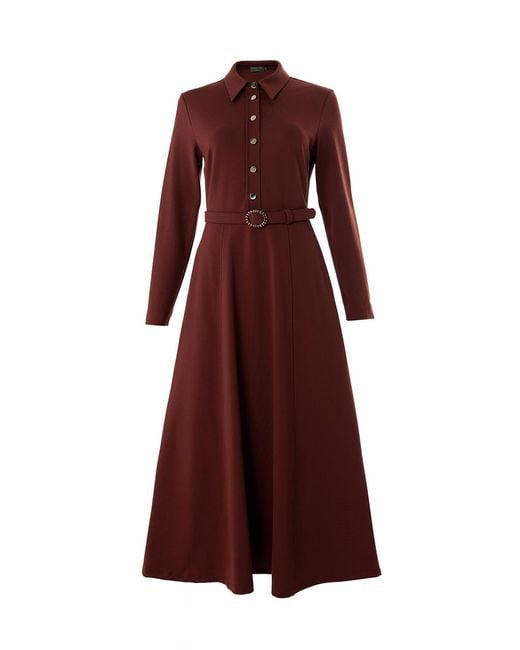 Exquise Purple Regular Shirt Collar Long Sleeve Knit Georgina K. Dress With Pockets