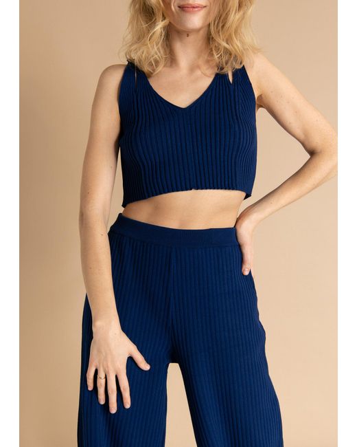 SALANIDA Blue Donna Ribbed Crop Top
