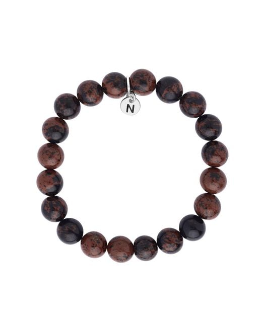 Nellou Jewellery Brown Affinity Mahogany Obsidian Gemstone Bracelet for men