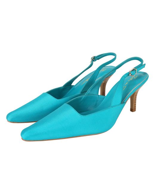 Beatrice von Tresckow Blue Turquoise Gloria Slingback Kitten Heel Shoes