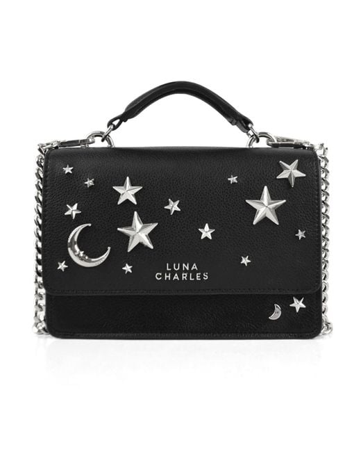 Luna Charles Black Nova Star Studded Handbag