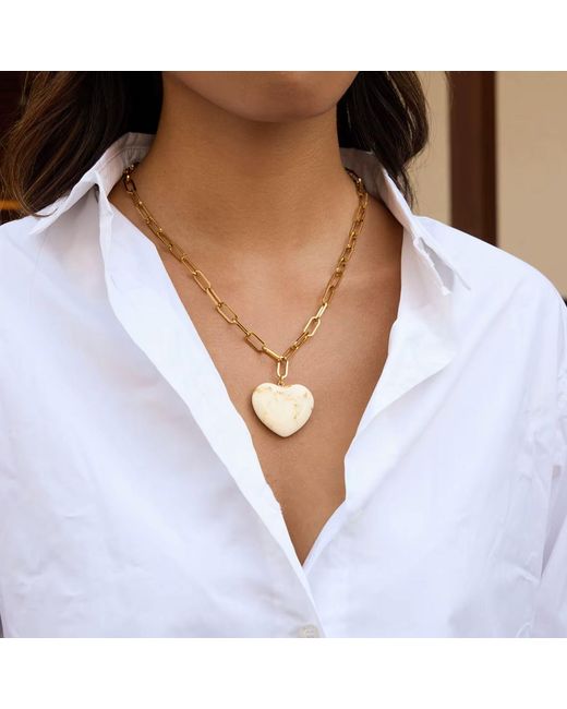 Olivia Le Metallic Livy Paper Clip Heart Ivory Necklace