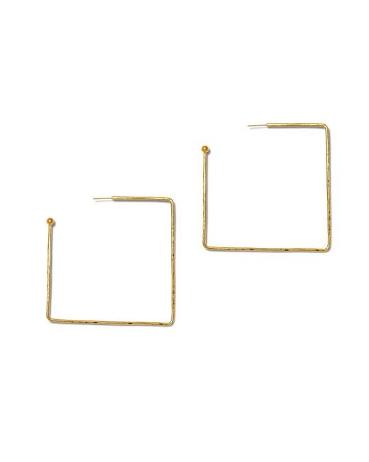Jaredjamin White Large Squaretastic Hoop Post Earrings