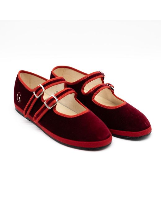 Gondolina Shoes Red Accademia Ruby Velvet Double-Strap Mary Jane Shoes – Made